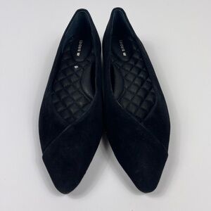 BIRDIES The Goldfinch Black Pointed Flats Shoe Suede Womens 6 Slip On Non Slip
